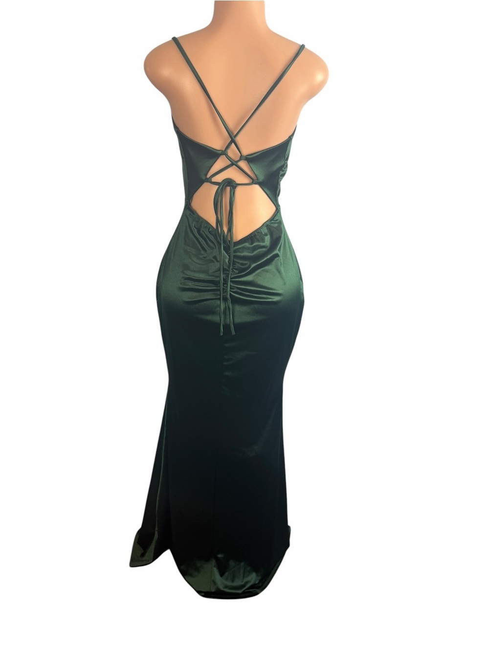 Windsor Hunter Green Satin Maxi Dress - Picture 7 of 10